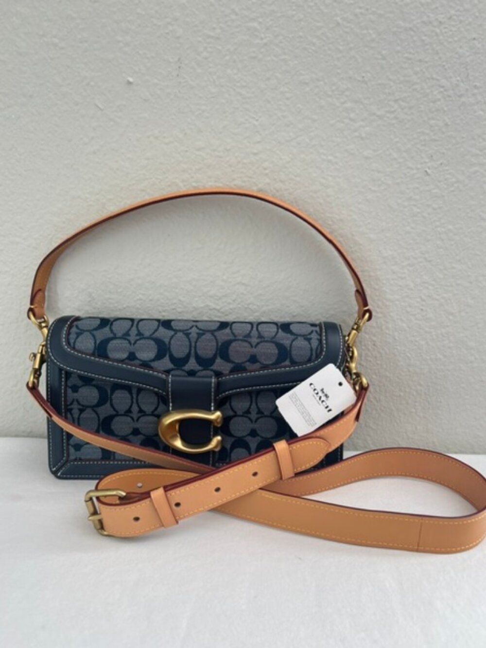 Coach Tabby Shoulder Bag 26In Signature Chambray Midnight Navy Mlti